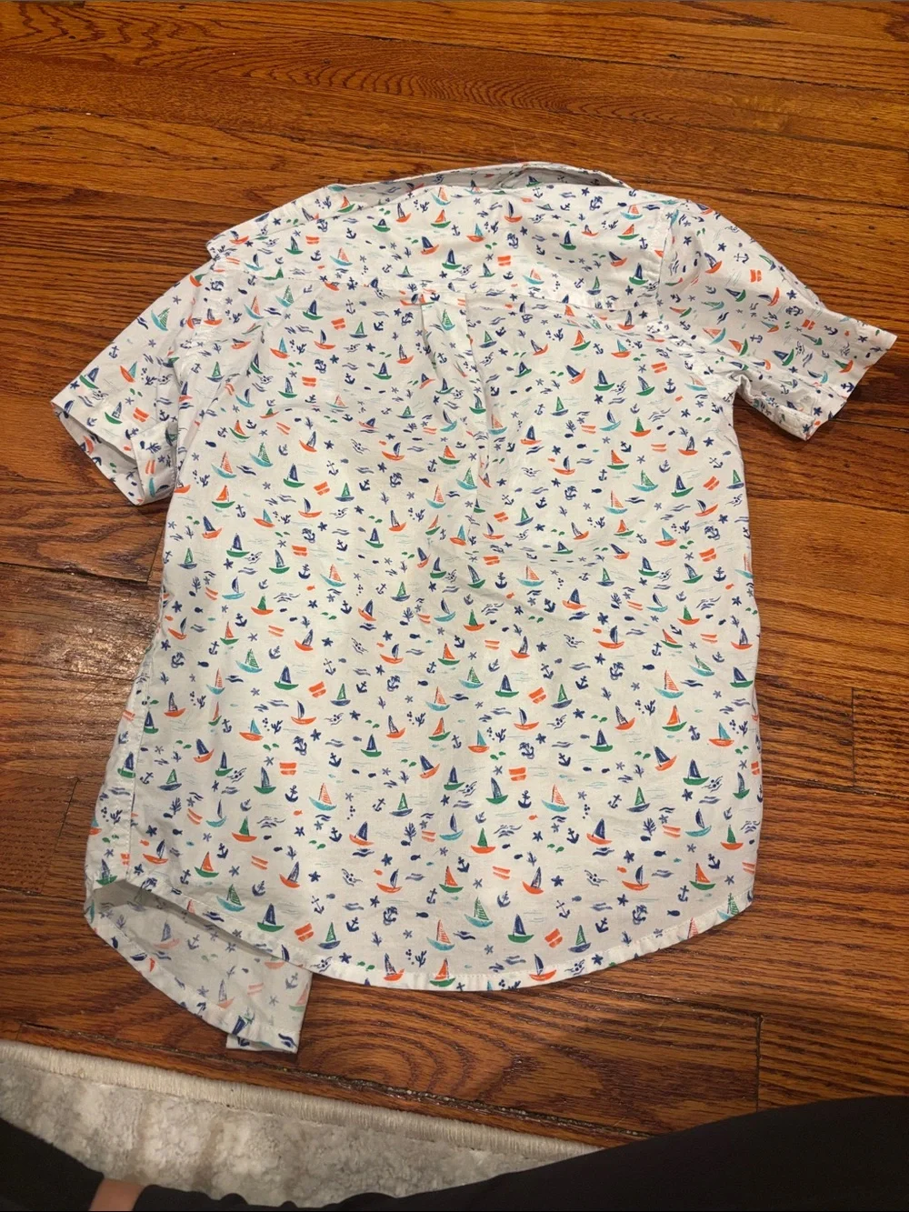 The Children's Place White Nautical Sailboat Short-Sleeve Shirt Button Down